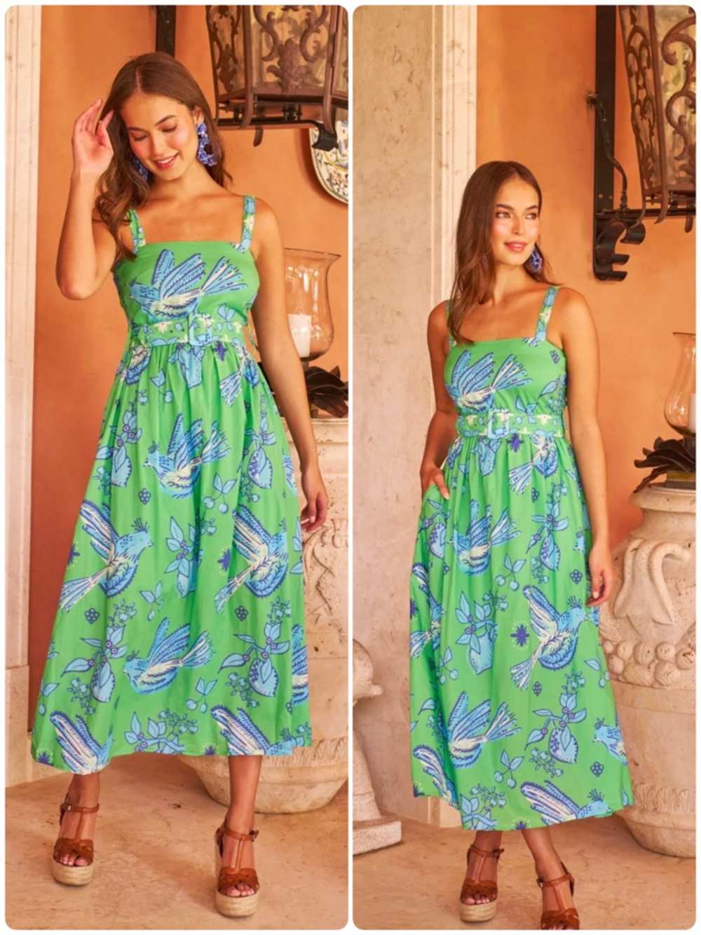 Sheridan French San Miguel Dress Maritime Songbird Size Small